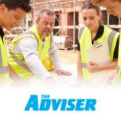 The Adviser logo with image of employer and apprentices